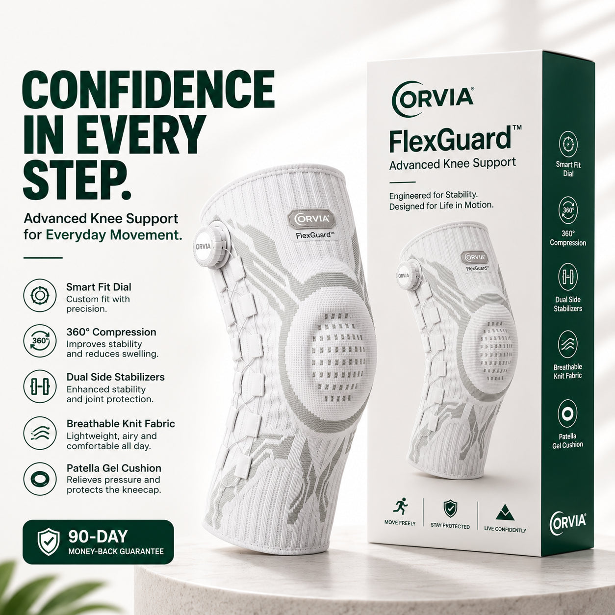 ORVIA FlexGuard™ – Adjustable Compression & Stabilizing Knee Brace